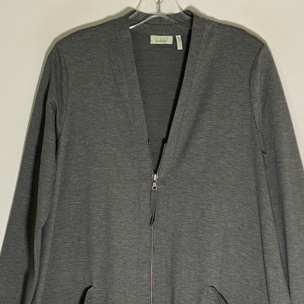 Logo Lori Goldstein Cardigan Sweater Womens XS Gray Full Zip Pockets Long Sleeve - Picture 2 of 16